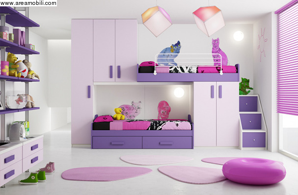 cameretta lilla e rosa per bambina